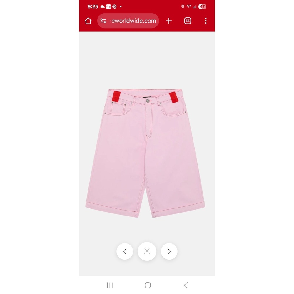 Cold Culture Stitching Jorts Sweet Lilac Pink Straight Loose Fit 100% Cotton Y2K - Picture 3 of 16